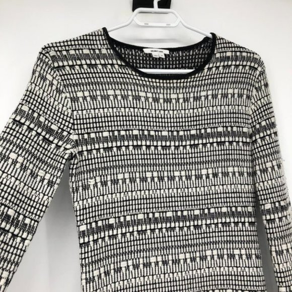 Helmet Lang Black   White knit mixed  print linen blend bodycon mini dress SP - Picture 4 of 16